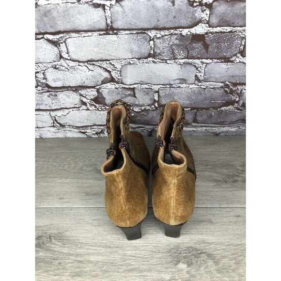 CHIARINI Tan Brown Green Suede Leather Double Sided Zipper Heel Booties Women 40 - Picture 14 of 16